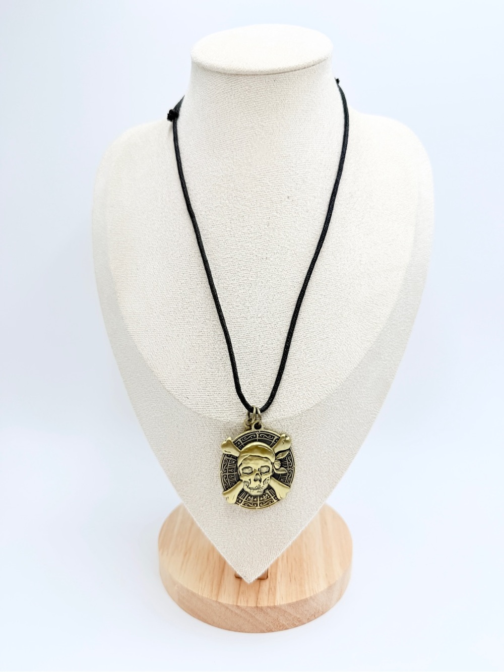 Pirate Skull Medallion Adjustable Cord Necklace with Signed Rebecca Charm - Picture 3 of 11